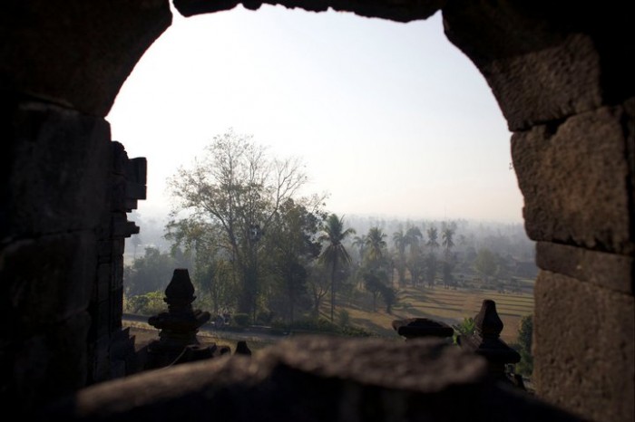 A little look out from Borobudur temple, outside of Yogyakarta, Indonesia.