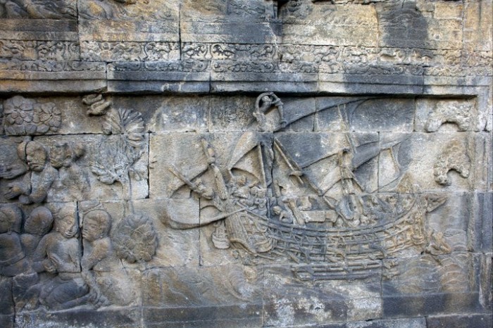 Beautiful detail in Borobudur temple, outside of Yogyakarta, Indonesia.