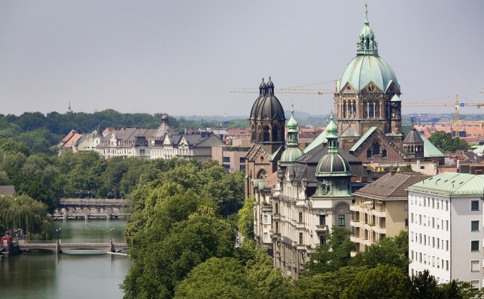 View of the Isar River. Munich, Germany