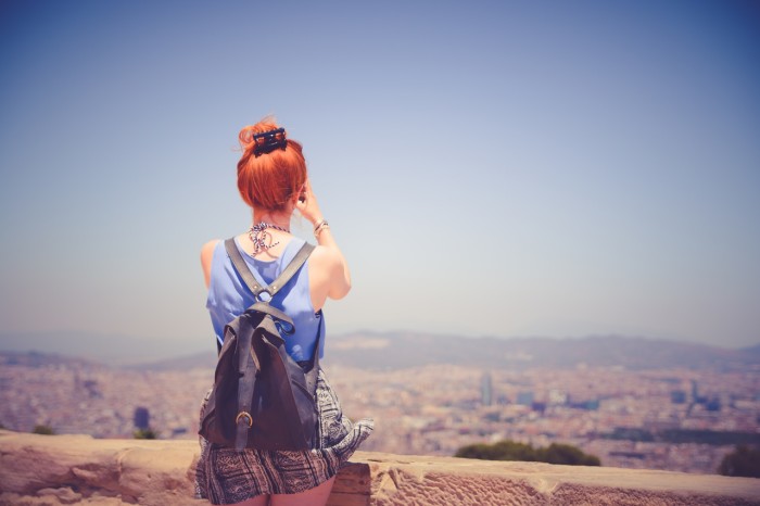 city-woman-view-blue-sky