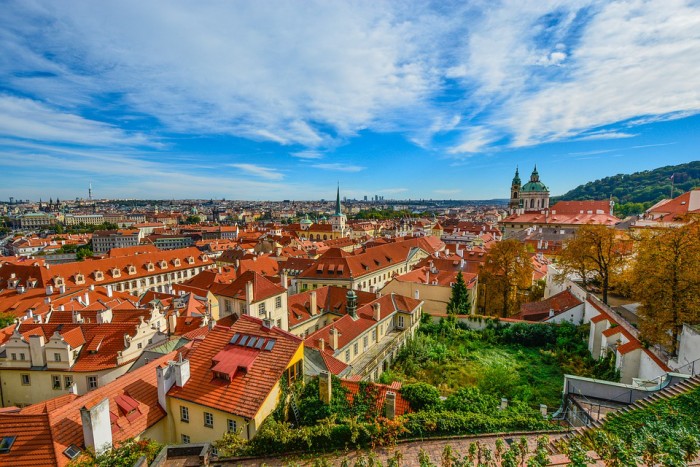 Prague View Skyline Church Czech Roofs