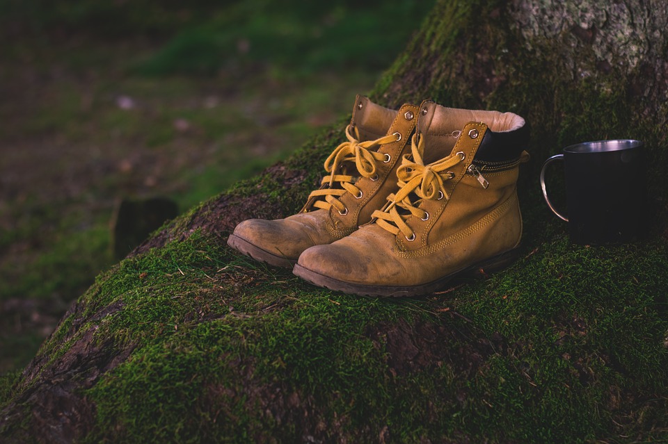 Worn Old Hiking Hiking Shoes Used Outdoor Shoes