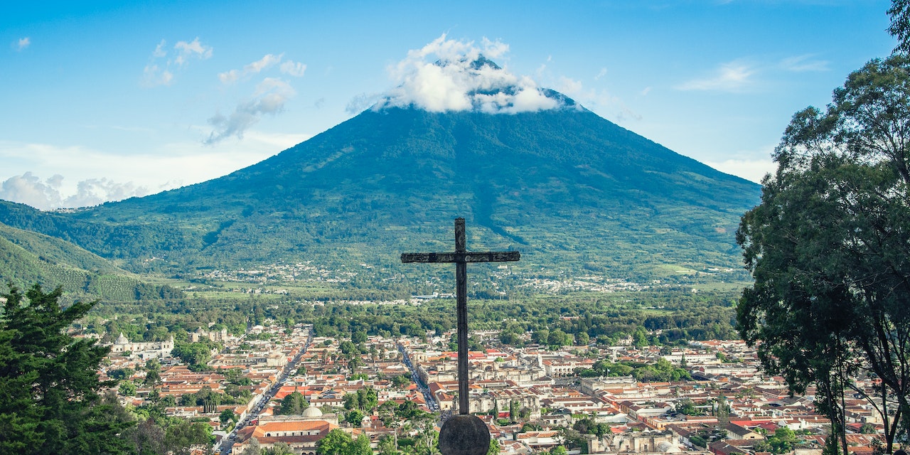 Volcano and Cross in Guatemala